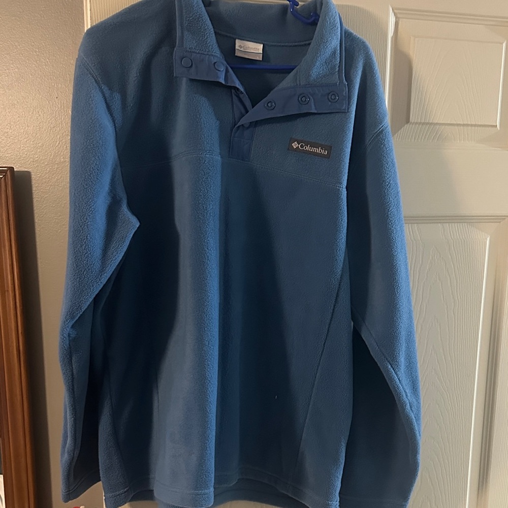 Columbia Blue Snap-Button Fleece Pullover